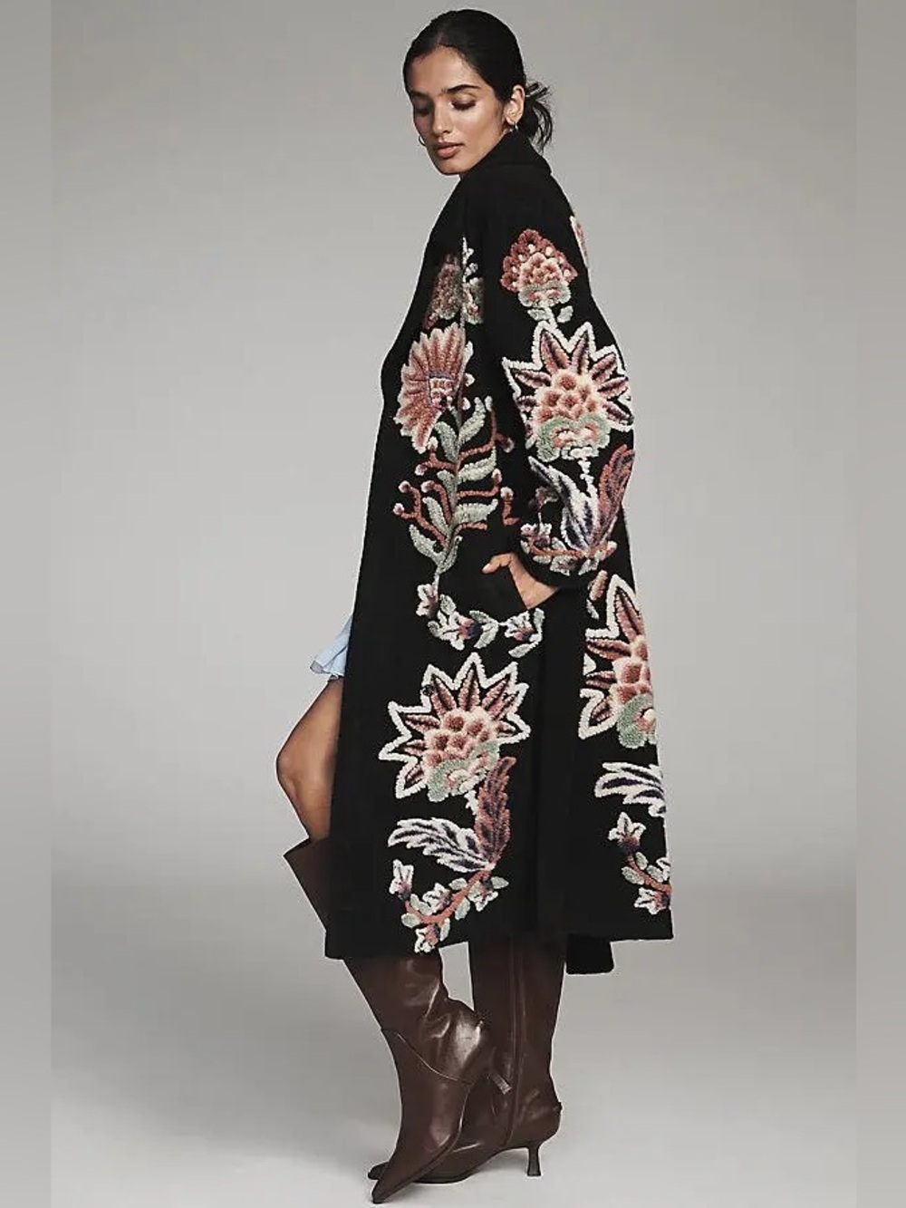 FARM Rio Marvelous Garden Embroidered Floral Fleece Coat | Size S | NWT